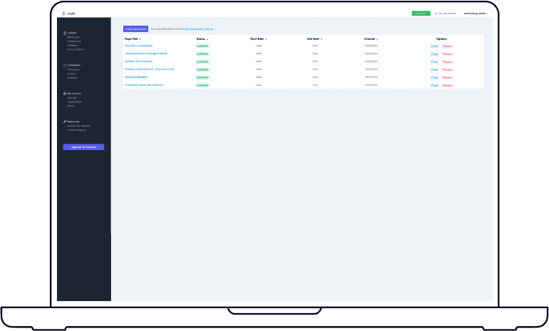 logly admin interface